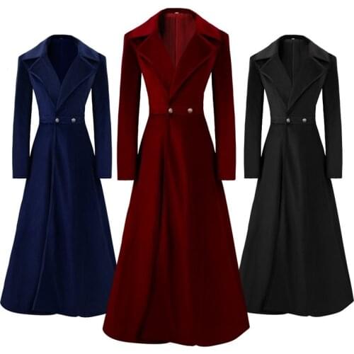 New Halloween Carnival Gothic Coat for Women Medieval Cosplay Party Tuxedo Punk Adult Clothing Middle Ages Costumes Dress