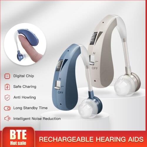 Rechargeable Hearing Aids Ear Sound Amplifier Eearing Digital BTE Mini Hearing Aid Adjustable Tone Portable Deaf Elderly Digital