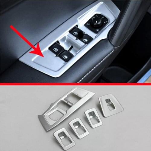 Pearl Chrome Interior Door Window Armrest Cover Buttons Switch Panel Trim Molding Garnish For Volkswagen VW TIGUAN L 2017 2018