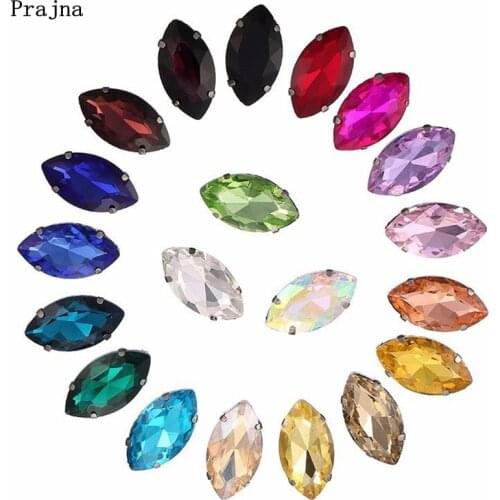 Prajna Horse Eye Shape Sew On Rhinestone High Quality Glass rhinestones For Craft Crystal Strass For Wedding Dress DIY Accessory
