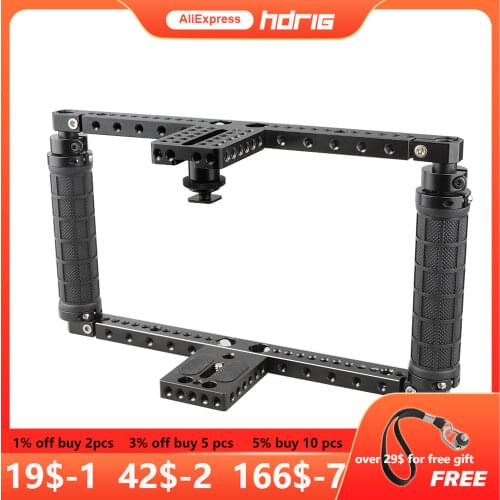 HDRIG Adjustable Camera Cage with QR Hot Shoe Adapter for Camera Canon EOS-1DC Sony a7 /a7SII(Battery Grip)