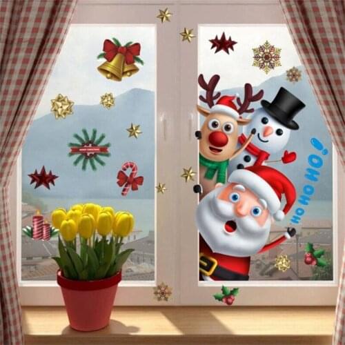 Christmas Bell garland wall stickers Store supermarket window glass decorations Christmas Door stickers
