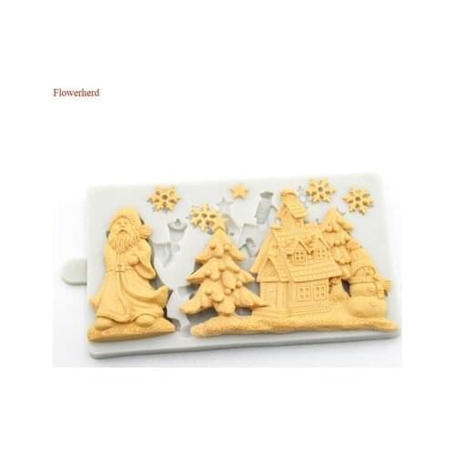 Christmas Tree House Santa Snowflake Silicone Mold Cake Decorating Tools DIY Chocolate Biscuit Cake Mold Kitchen Bakeware