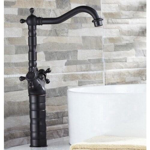 Basin Faucets Oil Rubbed Bronze Bathroom Sink Faucet Double Cross Handle Bath kitchen Mixer Hot and Cold Tap znf021