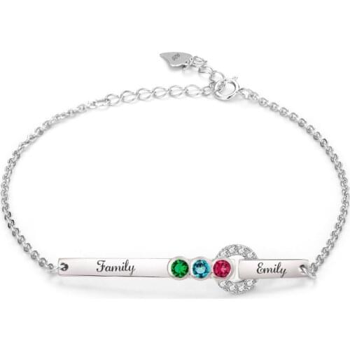 Szjinao Custom Bracelet Real 925 Sterling Silver Bracelet Personnalise Adjustable Two Names Birthstone Women Wedding Jewelry Hot