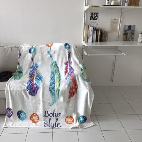 Bedroom Warm Blankets Feather Colorful Hand Painted Sofa Throw Blankets Childrens Baby Soft Blankets Airplane Portable Blanket