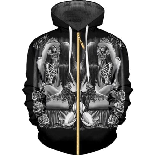 UJWI Mens Zip Hoodies 2018 New Beautiful skulls 3D Printed Hoodie Skull Sweatshirt Man Fit Slim Long Sleeve Cardigan