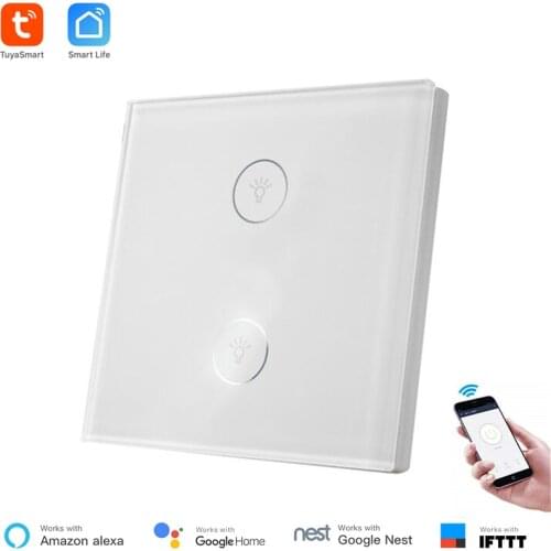Tuya Smart Domotica WiFi Switch 1-3 Gang EU Standard Type 86 Smart Wall Touch Light Switch Luxury Glass Touch Panel Alexa Google