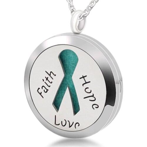 Faith Hope Love 316L Stainless Steel Aromatherapy Pendant Essential Oil Diffuser Necklace Perfume Locket Jewelry