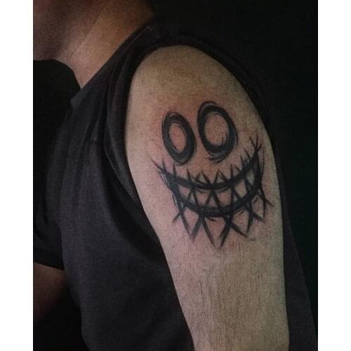 Waterproof Temporary Tattoos Hand Back Fake Tattoo Sticker Dark Tattoo Stickers Black Smile Rose Tatto Witch Cube Arm Foot Tatoo