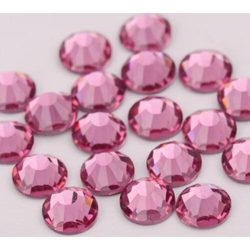 All Size Grade AAAAA Glass Strass Stones Pink Light Rose Fuchsia Nail Art Crystal Glitter Flatback Rhinestone Hotfix For Clothes