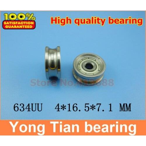 High Quality 4mm U Groove steel roller bearings 0.157 inch ugroove 4*16.5*7 mm 634UU bearing free shipping