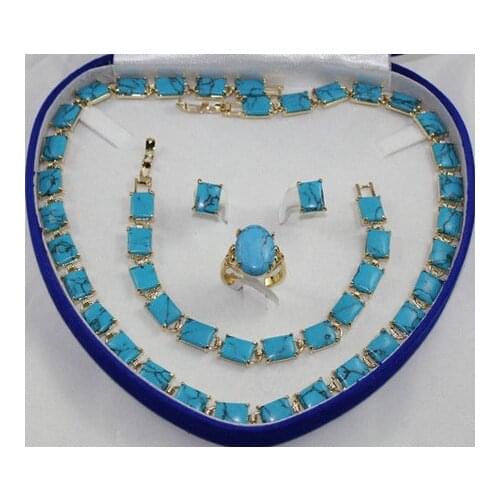 Green jade/turquoise/black agate necklace bracelet earring ring set