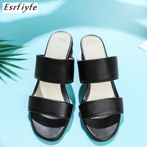 ESRFIYFE 2021 new summer thick Heels Sandals Slippers Women High Heel Flip Flops peep Toe Slides Party Shoes Woman large size 17