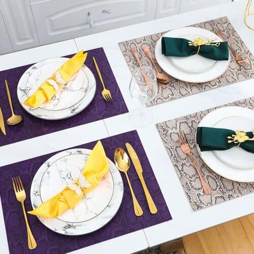 Snakeskin pattern Double leather Placemat Insulation pads Nordic Western placemat thickened waterproof table mat wholesale