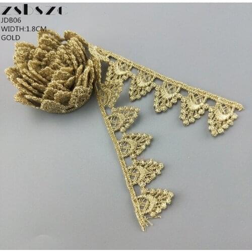 1.8CM Width 10Yards Hot Sale Gold/BLACK/WHITE Lace Trees Trim Edge Embroidery Glitter Dress DIY Lace Necklace Accessories