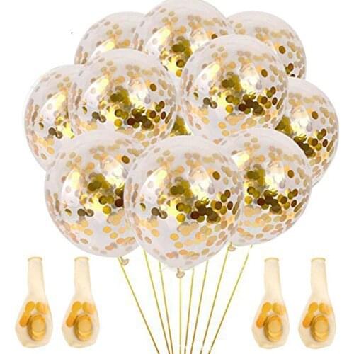 10pcs 12inch Confetti Balloons Clear Latex Balloon for Wedding Decoration Happy Birthday Baby Shower New Year Party Supplies