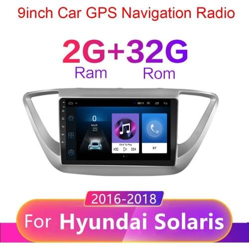 2 Din Android 9.1 Car Stereo Radio Multimedia Video Player Autoradio Bluetooth WIFI GPS Navigation For Hyundai Solaris 2 16-18