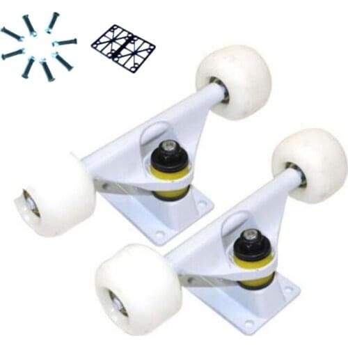 2 Pcs Skateboard Bridge Wheels 5 Inch Skateboard Trucks Four-Wheel Skateboard Support and Wheels Parts Long Board