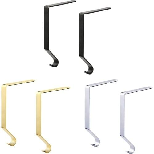 2Pcs Christmas Stocking Holder Fireplace Metal Hanger Hook Mantel Garland Clip