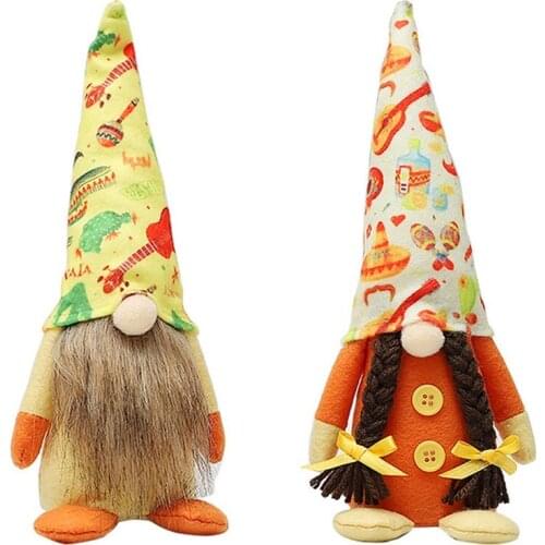 2Pcs Mexican Carnival Theme Party Gnome Handmade Swedish Nisse Tomte Elf Gnomes Toy, Home Table Birthday Gift Decoration