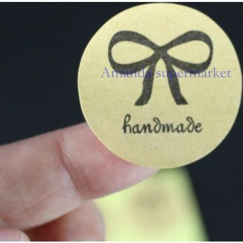 300PCS 3cm Self-adhesive Vintage Stickers Kraft Label Sticker DIY Hand Made Gift /Cake Baking Sealing Sticker