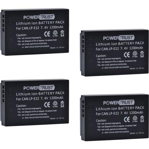 4Pcs 1200mAh LP-E12 LP E12 LPE12 Replacement Camera Batteries For Canon EOS M100 EOS 100D Kiss X7 Rebel SL1 EOS M10 DSLR
