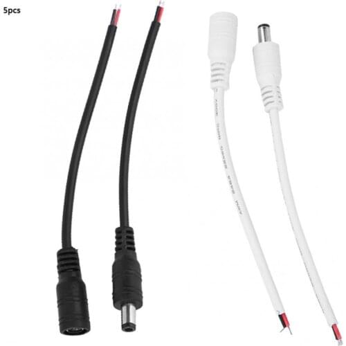 5 Pair DC Power Cord 5.5x2.1mm Male Female DC Power Plug Jack Adapter with Lock Cable Wire CCTV Camera Extend Wire