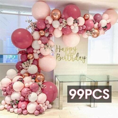 99pcs Pink Balloon Garland Arch Kit White Gold Latex Air Balloons Baby Shower Girl Birthday Party Wedding Decorations Supplies