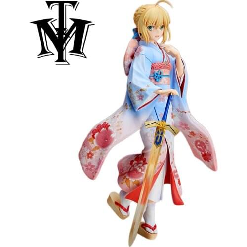 Anime Cartoon Fate Stay Night Saber Lily 1/7 PVC 25cm Action Figure ACGN Kimono Girl Model Hot Kids Toy Christmas Gift Juguetes