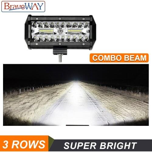 BraveWay LED Light Bar Work Light for Off Road Tractor SAND RAILS Truck ATV SUV 4WD UAZ 4x4 WorkingDriving Light 12V OFF-ROAD