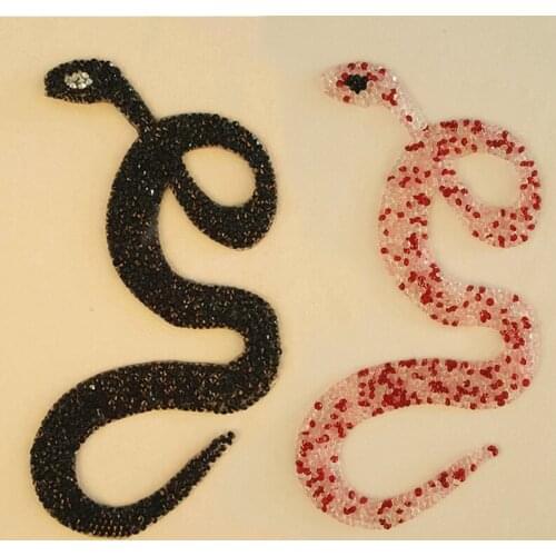 Brand Crystal Snake Silver Black Sequin Patches for Clothing Iron on Clothes Appliques Badge Stripes Sticker Ironing Transfers