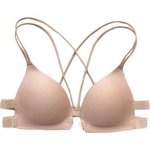 Women Sexy Breathable Wireless Seamless Front Buckle Push-up Bra Cross Underwear бюстгальтеры для женщин 2021