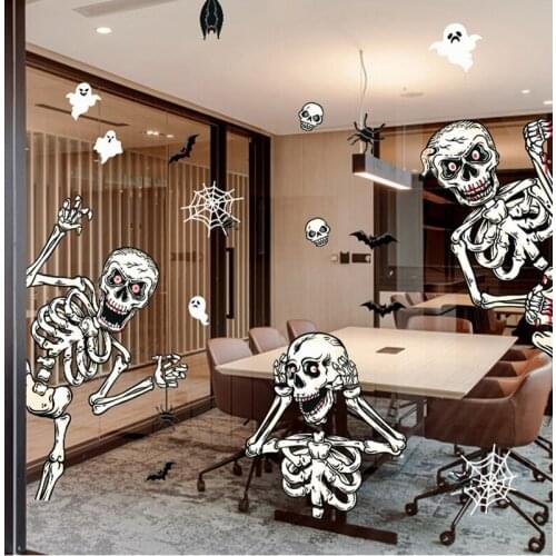 Halloween Skeleton Decorative Stickers For Glass Windows Doors And Windows Glass Decoration Electrostatic Glass Films Stickers