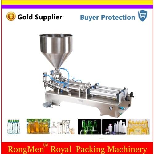 Double Heads Piston Filler Paste Filling Machine Chilli Soy Sauce Shampoo Lotion Cream Yoghourt Honey Pneumatic Free Shipping