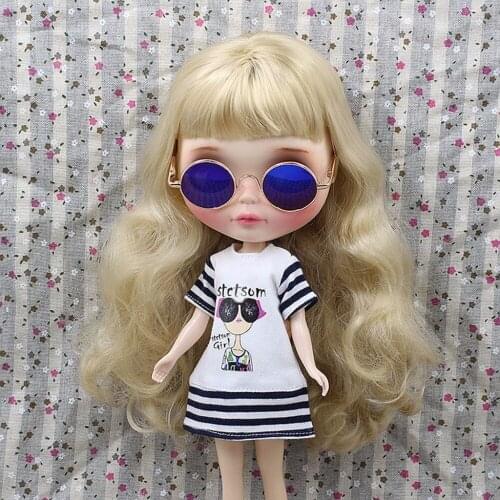 [wamami] New For 12" Doll Doll White Striped Short-Sleeved T-Shirt