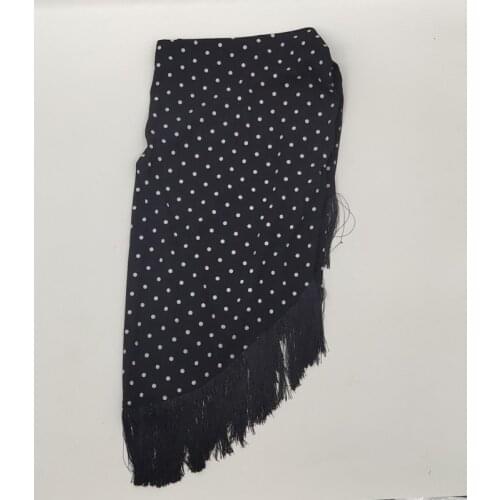 GetSpring Women Skirt Dot Printed Tassel Mini Skirts Vintage High Waist Asymmetrical Skirts Fashion All Match Skirt Autumn 2021