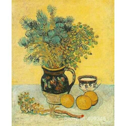 Oil reproduction art by Vincent Van Gogh Still Life Majolica Jug with Wildflowers Home decor Hand painted High quality