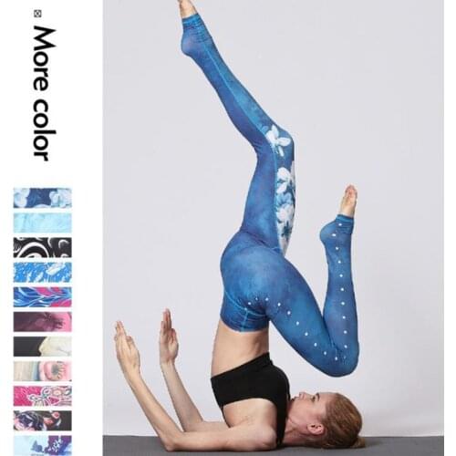 Cloud Hide Yoga Pants Women Flower High Waist Sports Leggings Long Tights Push Up Trainer Running Trousers Workout Tummy Control