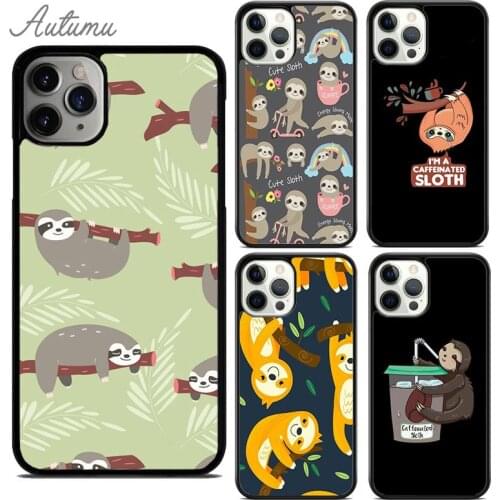 Cute Caffeinated Sloth animal Phone Case for iPhone 11 12 Pro Max mini X XR XS SE 2020 5 6 7 8 Plus Galaxy S8 S9 S10 Cover shell