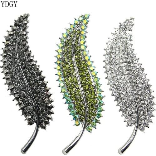 YDGY Fashion luxurycolour Color Leaf Brooches For Women Rhine stonecrystal Brooch Pins Coat Dress Jewelry