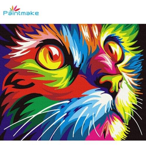 Paintmake Color Animal DIY Paint By Numbers Cat Oil Painting on canvas Home decoration Painting Art Picture Kids Adult