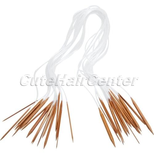 Hot 18pcs 18 sizes Circular Carbonized Bamboo Knitting Needles Professional Weaving Needle Knit Set