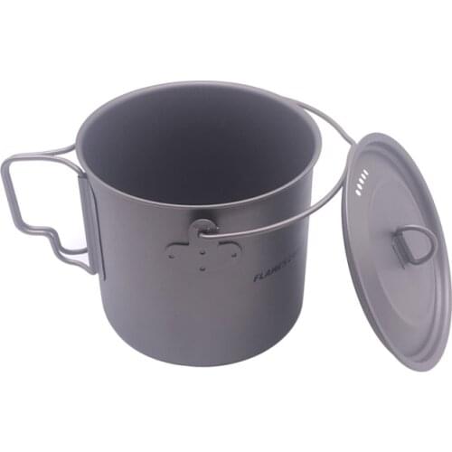 FLAMES CREED 1100ml Cookware Set Ultralight Titanium Pot Frying Pan Outdoor Camping Titanium Bowl Titanium Cup Picnic