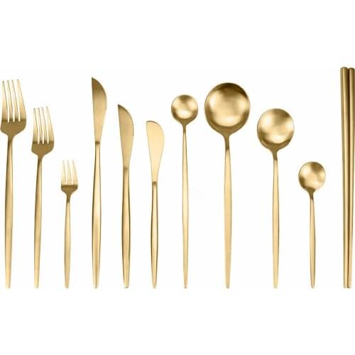 Kitchen Tableware Gold Cutlery Set Stainless Steel Luxury Dinnerware Cutlery Set Fork Spoon Knife Gold Dinner Set Dropshipping