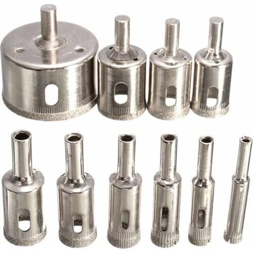 10pcs Diamond Coated Drill Bit Set Tile Marble Glass Ceramic Hole Saw Drilling Bits For Power Tools 6mm-30mm