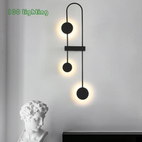 Nordic Indoor LED Wall Lamp Living Room Bedroom Stairs Wall Sconce Gold Black Metal Three Warm Lights Wall Deco