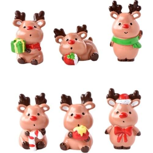 2021 The New Christmas Elk Figurine Resin Charms Home Decoration Accessories for Living Room DIY Fairy House Garden Miniatures