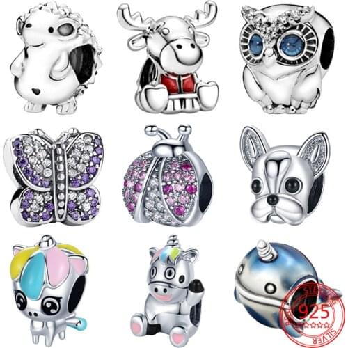 New 925 Sterling Silver Purple Butterfly Ladybug Beads Charm Pendant Fit Origina Pandora Bracelet Fashion Jewelry Gift for Women