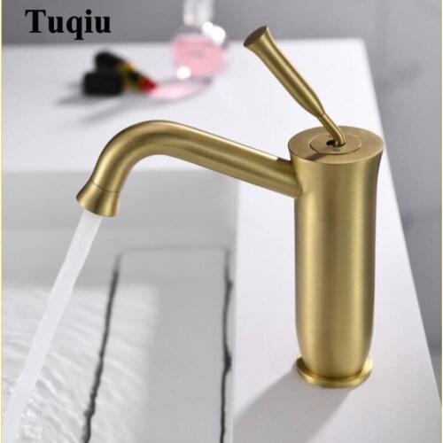 New Arrival Brush gold/Chrome/Black Bathroom Basin Faucet Single Handle Mixer Tap Deck Mounted Hot And Cold Tap Sink Faucet